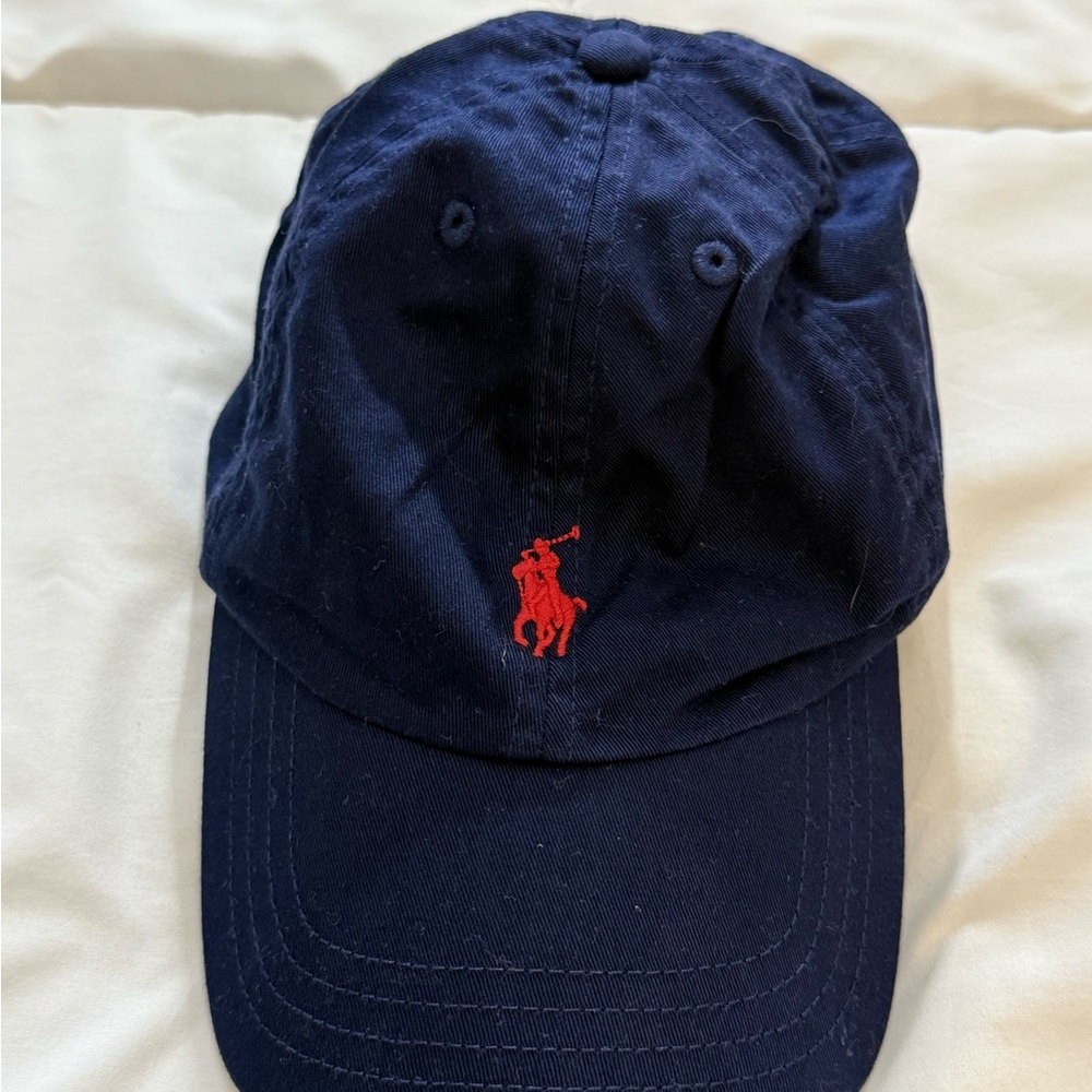 Kids Ralph Lauren Navy Blue Cap with Red Logo